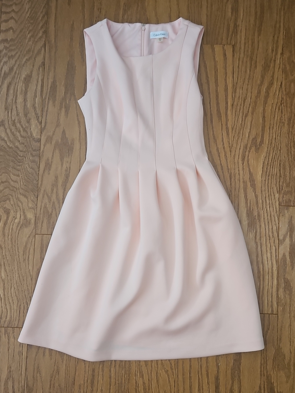 Calvin Klein Blush Pink Sleeveless Fit & Flare Pleated Dress - Size 6P